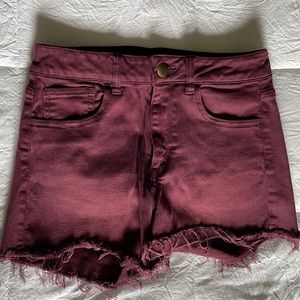 American Eagle burgundy high rise shorts